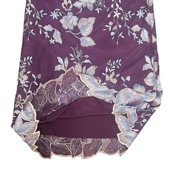 NWT $250 Free People Rosalie Embroidered MIni Dress Size 0 One Sleeve Wine - Picture 8 of 12